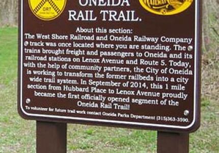 Oneida Rail Trail sign