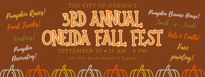 City of Oneida Fall Fest Flyer with information on the Event